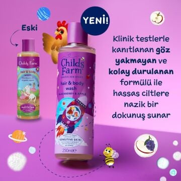 Childs Farm Böğürtlen ve Organik Elma Özlü Çocuk Saç ve Vücut Şampuanı 250ml