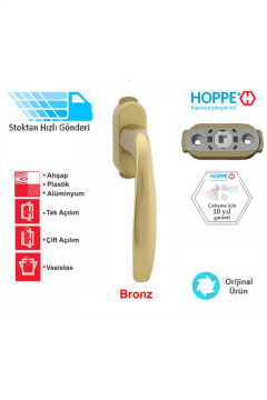 Hoppe Çocuk Emniyet Kilitli Pimapen Pencere Kolu Kisi2 Bronz