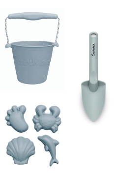 Scrunch Katlanabilir Kova Kürek Kum Seti -Mavi