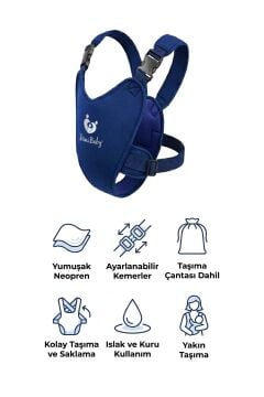 Myminibaby Neopren Bebek Taşıyıcı Kanguru - Islak ve Kuru Kullanım - Havuz, Plaj ve Günlük Kullanıma Uygun - Ayarlanabilir Omuz, Bel ve Yan Kemerli - 4-24 Ay / 6-15 kg - Taşıma Çantası Dahil Sarı