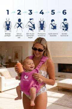 Myminibaby Neopren Bebek Taşıyıcı Kanguru - Islak ve Kuru Kullanım - Havuz, Plaj ve Günlük Kullanıma Uygun - Ayarlanabilir Omuz, Bel ve Yan Kemerli - 4-24 Ay / 6-15 kg - Taşıma Çantası Dahil Pembe