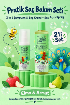 Childs Farm Elma ve Armut Özlü Avantajlı 2’li Saç Bakım Seti – Şampuan&Saç Kremi+Kolay Tarama Spreyi