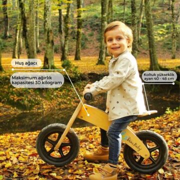 Myminibaby Ahşap Çocuk Denge Bisikleti 12'' inç 2-5 yaş