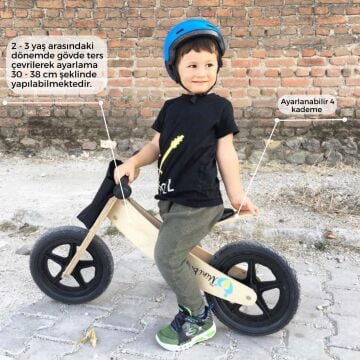Myminibaby Ahşap Çocuk Denge Bisikleti 12'' inç 2-5 yaş