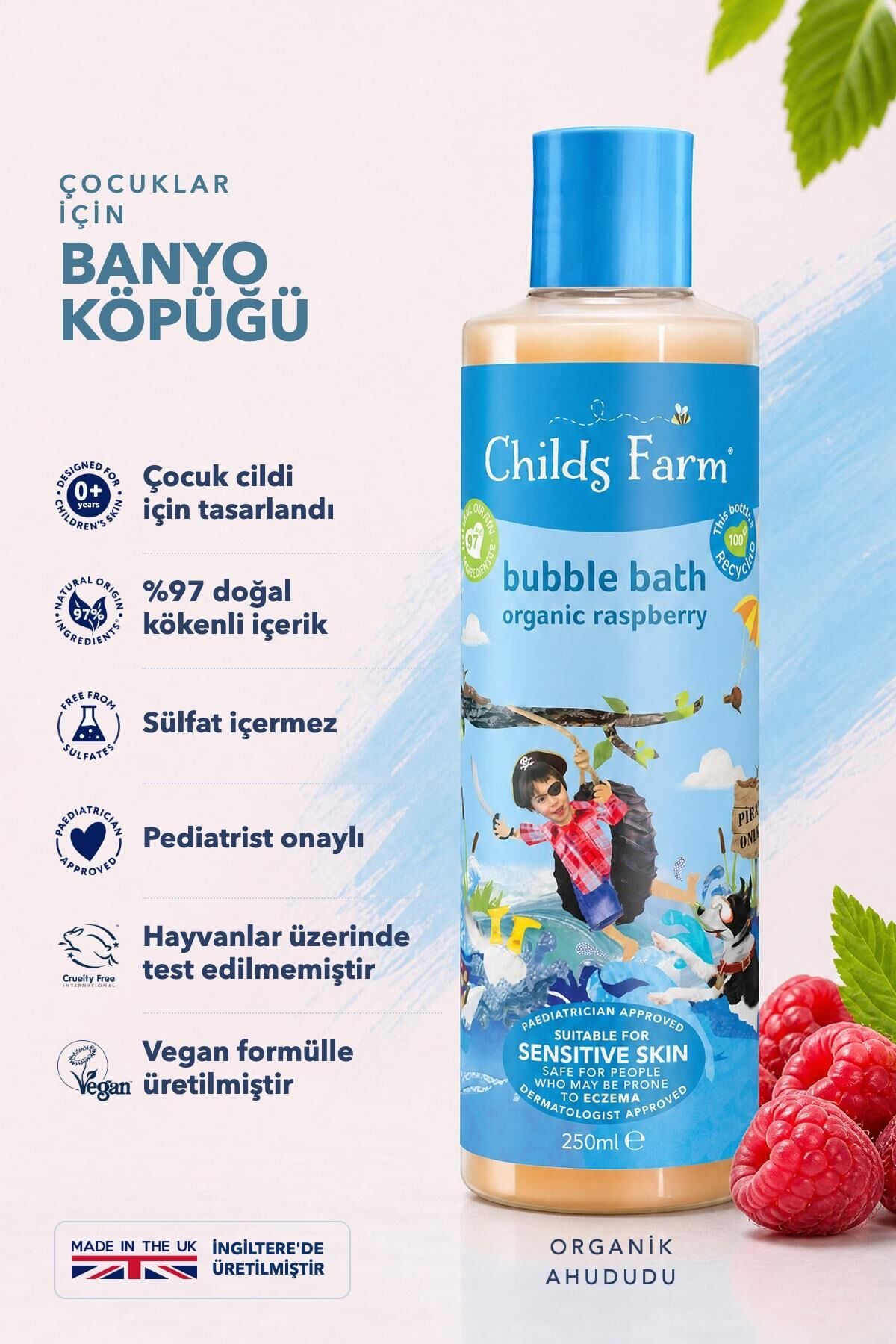 Childs Farm Organik Ahududu Özlü Çocuk Banyo Köpüğü 250ml