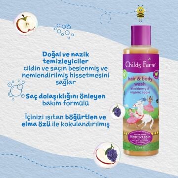 Childs Farm Böğürtlen ve Organik Elma Özlü Çocuk Saç ve Vücut Şampuanı 500ml