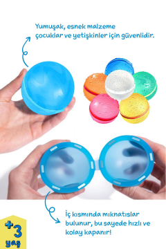 Boops Yeniden Kullanılabilir Mıknatıslı Su Topu - 6 Adet (Yazın Su Topu Kışın Kar Topu)