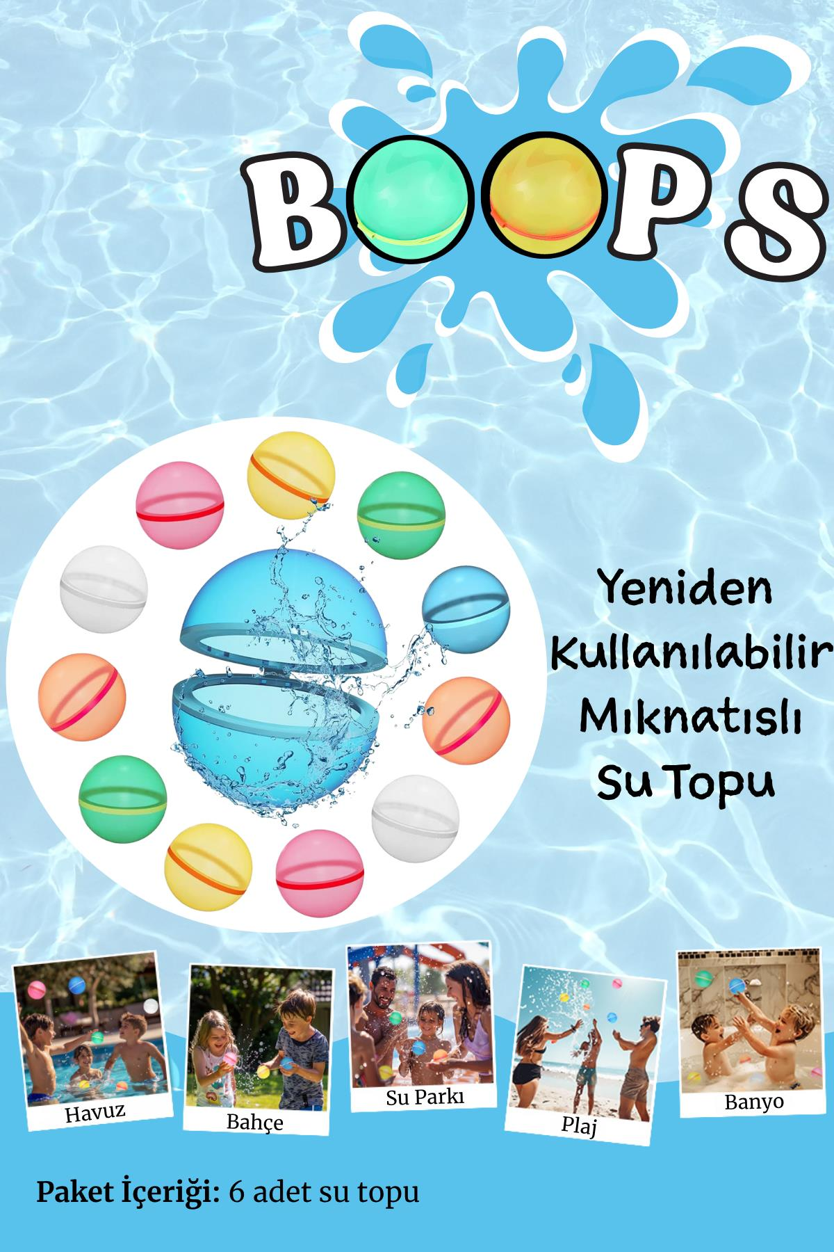 Boops Yeniden Kullanılabilir Mıknatıslı Su Topu (Yazın Su Topu Kışın Kar Topu)