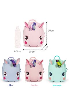 Çocuk Mint Yeşili Unicorn Anaokulu Sırt Çantası