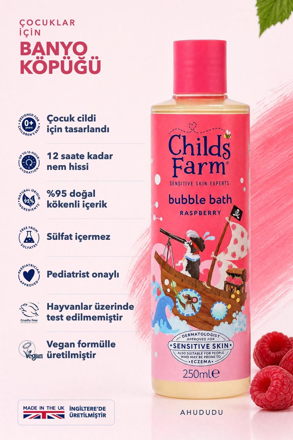 Childs Farm Organik Ahududu Çocuk Banyo Köpüğü  250ml