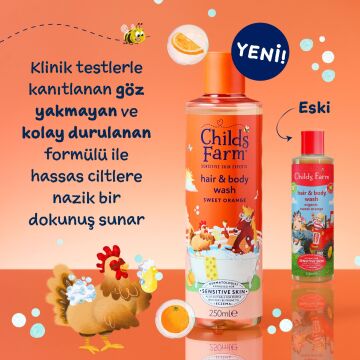 Childs Farm Organik Tatlı Portakal Özlü Çocuk Saç ve Vücut Şampuan 250ml