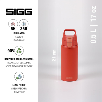 SIGG Termos Özellikli Paslanmaz Çelik Su Matara 0.5L – Red