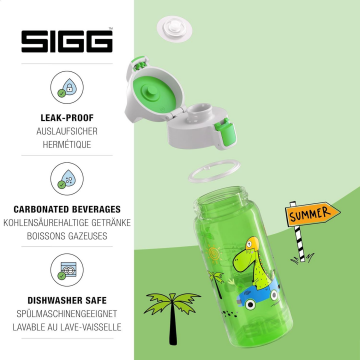 SIGG Dinozor Sızdırmaz Kapak Çocuk Okul Suluğu 0.5 L – BPA Free – Viva One Dino Race