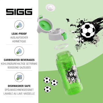 SIGG Futbol Sızdırmaz Kapak Çocuk Okul Suluğu 0.5 L – BPA Free – Viva One Football