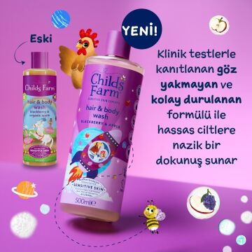 Childs Farm Böğürtlen ve Organik Elma Özlü Çocuk Saç ve Vücut Şampuanı 500ml