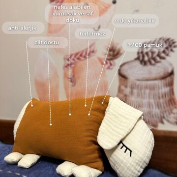 Yastıklı Çantalı Müslin Uyku Arkadaşı Kuzu Turuncu