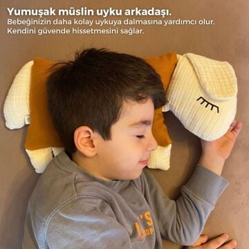 Yastıklı Çantalı Müslin Uyku Arkadaşı Kuzu Kahverengi