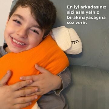 Yastıklı Çantalı Müslin Uyku Arkadaşı Kuzu Kahverengi
