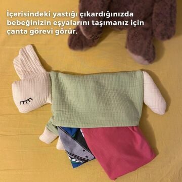 Yastıklı Çantalı Müslin Uyku Arkadaşı Kuzu Kahverengi