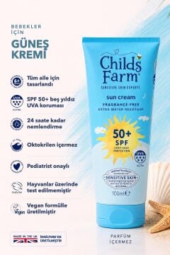 Childs Farm Bebek Güneş Kremi SPF 50+ 100 ml – Parfümsüz