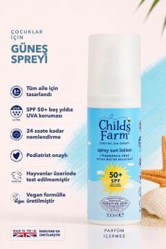 Childs Farm Çocuk Güneş Spreyi SPF 50+ 100 ml – Parfümsüz