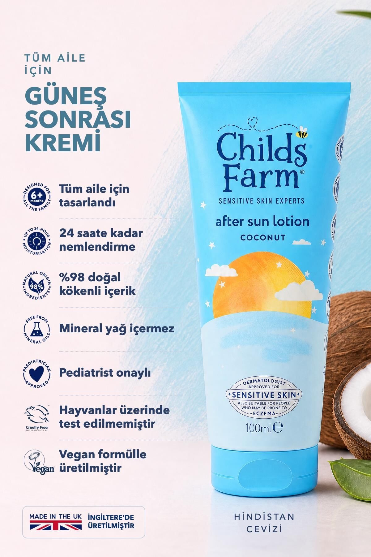 Childs Farm Güneş Sonrası Krem 100 ml – Nemlendirici Bakım